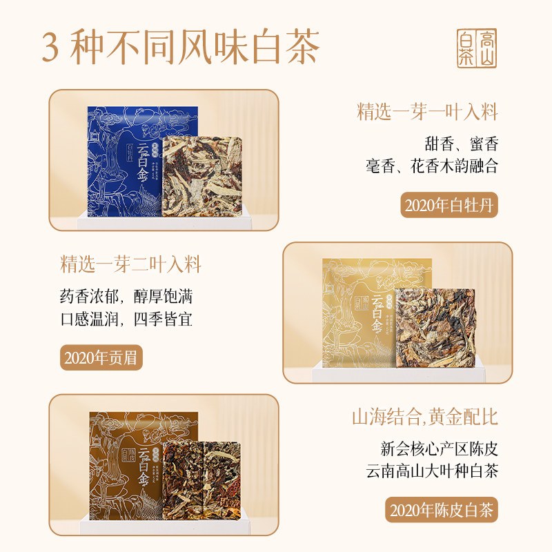 澜沧古茶云白金云南陈皮白茶高山贡眉白牡丹茶叶30g